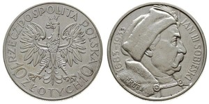 10 Zloty Seconda Repubblica Polacca (1918 - 1939) / Polonia Argento Giovanni III di Polonia (1629-1696)