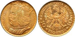 10 Zloty Second Polish Republic (1918 - 1939) Gold 