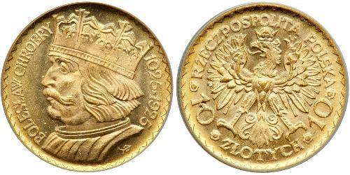 10 Zloty Zweite Polnische Republik (1918 - 1939) Gold 