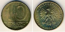 10 Zloty Volksrepublik Polen (1952-1990) Messing 