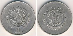 10 Zloty República Popular de Polonia (1952-1990) Níquel/Cobre 