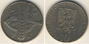 10 Zloty República Popular de Polonia (1952-1990) Níquel/Cobre 