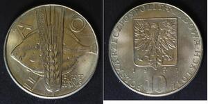 10 Zloty República Popular de Polonia (1952-1990) Níquel/Cobre 