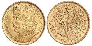 10 Zloty Segunda República Polaca (1918 - 1939) Oro 