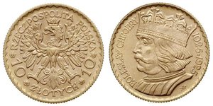 10 Zloty Segunda República Polaca (1918 - 1939) Oro 