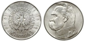 10 Zloty Segunda República Polaca (1918 - 1939) Plata Józef Piłsudski