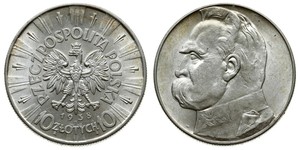 10 Zloty Segunda República Polaca (1918 - 1939) Plata Józef Piłsudski