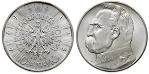 10 Zloty Segunda República Polaca (1918 - 1939) Plata Józef Piłsudski