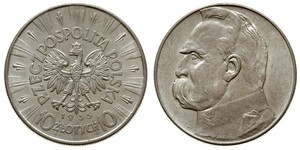 10 Zloty Segunda República Polaca (1918 - 1939) Plata Józef Piłsudski