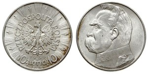 10 Zloty Segunda República Polaca (1918 - 1939) Plata Józef Piłsudski