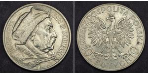 10 Zloty Segunda República Polaca (1918 - 1939) / Polonia Plata Juan III Sobieski (1629-1696)