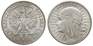 10 Zloty Zweite Polnische Republik (1918 - 1939) Silber Hedwig von Anjou