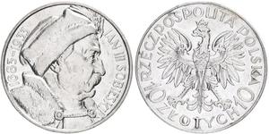10 Zloty Zweite Polnische Republik (1918 - 1939) / Polen Silber Johann III. Sobieski (1629-1696)