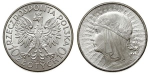 10 Zloty Second Polish Republic (1918 - 1939) Silver Jadwiga of Poland