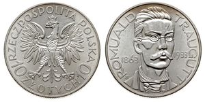 10 Zloty Second Polish Republic (1918 - 1939) Silver Romuald Traugutt