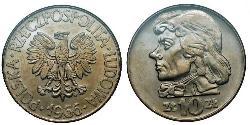 10 Zloty Repubblica Popolare di Polonia (1952-1990)  