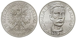 10 Zloty 波兰第二共和国 (1918 - 1939) 銀 Romuald Traugutt