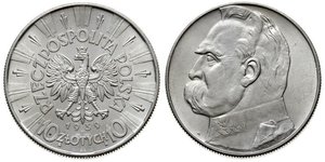 10 Zloty 波兰第二共和国 (1918 - 1939) 銀 约瑟夫·毕苏斯基