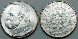 10 Zloty 波兰第二共和国 (1918 - 1939) 銀 约瑟夫·毕苏斯基