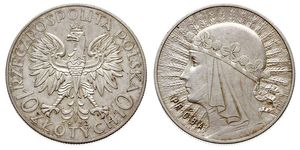10 Zloty 波兰第二共和国 (1918 - 1939) 銀 雅德维加 (波兰国王)
