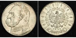 10 Zloty 波兰第二共和国 (1918 - 1939) 銀 约瑟夫·毕苏斯基