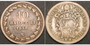 10 Байокко Папська держава (752-1870) Срібло 