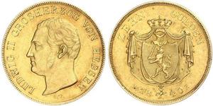 10 Гульден Великое герцогство Гессен (1806 - 1918) Золото Louis II, Grand Duke of Hesse