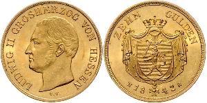 10 Гульден Великое герцогство Гессен (1806 - 1918) Золото Louis II, Grand Duke of Hesse