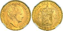 10 Гульден Королевство Нидерланды (1815 - ) Золото Вильгельмина(1880 - 1962)