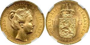 10 Гульден Королевство Нидерланды (1815 - ) Золото Вильгельмина(1880 - 1962)