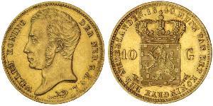 10 Гульден Королевство Нидерланды (1815 - ) Золото William I of the Netherlands (1772 - 1843)
