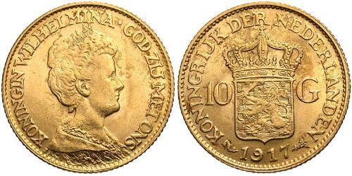 10 Гульден Королевство Нидерланды (1815 - ) Золото Вильгельмина(1880 - 1962)