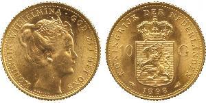 10 Гульден Королівство Нідерланди (1815 - ) Золото Вільгельміна (королева Нідерландів)(1880 - 1962)