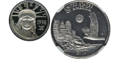 10 Доллар США (1776 - ) Платина 