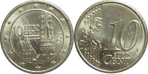 10 Евроцент Австрийская Республика(1955 - ) Медь 