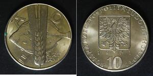 10 Злотий Польська Народна Республіка (1952-1990) Нікель/Мідь 