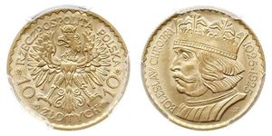 10 Злотый Польская Республика (1918 - 1939) Золото 