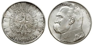 10 Злотый Польская Республика (1918 - 1939) Серебро Пилсудский, Юзеф