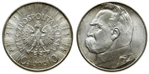 10 Злотый Польская Республика (1918 - 1939) Серебро Пилсудский, Юзеф