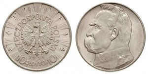 10 Злотый Польская Республика (1918 - 1939) Серебро Пилсудский, Юзеф