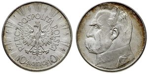 10 Злотый Польская Республика (1918 - 1939) Серебро Пилсудский, Юзеф