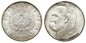 10 Злотый Польская Республика (1918 - 1939) Серебро Пилсудский, Юзеф