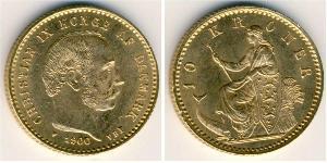 10 Крона Дания Золото Кристиан IX король Дании (1818-1906)