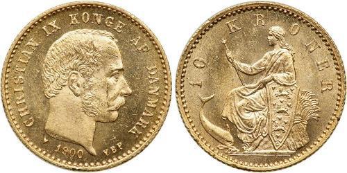 10 Крона Дания Золото Кристиан IX король Дании (1818-1906)