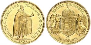10 Крона Королевство Венгрия (1000-1918) Золото Франц Иосиф I (1830 - 1916)