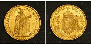 10 Крона Королевство Венгрия (1000-1918) Золото Франц Иосиф I (1830 - 1916)