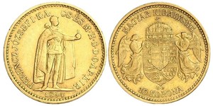 10 Крона Королевство Венгрия (1000-1918) Золото Франц Иосиф I (1830 - 1916)