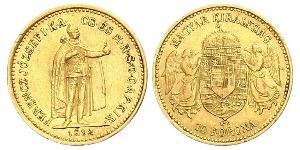 10 Крона Королевство Венгрия (1000-1918) Золото Франц Иосиф I (1830 - 1916)
