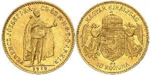 10 Крона Королевство Венгрия (1000-1918) Золото Франц Иосиф I (1830 - 1916)