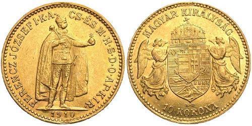 10 Крона Королевство Венгрия (1000-1918) Золото Франц Иосиф I (1830 - 1916)
